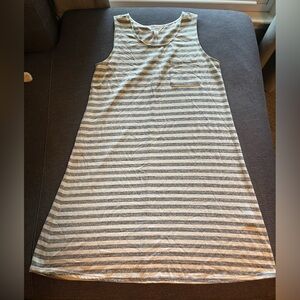 Gray and White Striped Sleeveless Dress